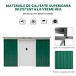 Casuta de gradina pentru depozitare unelte, otel, verde, 280x130x172 cm