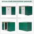 Casuta de gradina pentru depozitare unelte, otel, verde, 280x130x172 cm