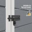 Casuta/magazie/sopron de gradina pentru depozitare unelte, aluminiu si PP, cu manusi, lacat si chei, gri, 183x134x210 cm
