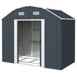 Casuta/magazie/sopron de gradina pentru depozitare unelte, cu structura baza inclusa, otel , cu manusi, lacat si chei, gri inchis, 238x132x198.5 cm
