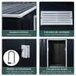 Casuta/magazie/sopron de gradina pentru depozitare unelte, cu structura baza inclusa, otel si PP, gri inchis, 213x130x185 cm