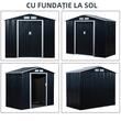 Casuta/magazie/sopron de gradina pentru depozitare unelte, cu structura baza inclusa, otel si PP, gri inchis, 213x130x185 cm
