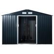 Casuta/magazie/sopron de gradina pentru depozitare unelte, cu structura baza inclusa, otel si PP, gri inchis, 277x195x192 cm