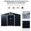 Casuta/magazie/sopron de gradina pentru depozitare unelte, cu structura baza inclusa, otel si PP, gri inchis, 277x195x192 cm