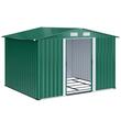 Casuta/magazie/sopron de gradina pentru depozitare unelte, cu structura baza inclusa, otel si PP, verde, 258x206x178 cm