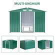 Casuta/magazie/sopron de gradina pentru depozitare unelte, cu structura baza inclusa, otel si PP, verde, 258x206x178 cm