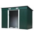 Casuta/magazie/sopron de gradina pentru depozitare unelte, cu structura baza inclusa, otel si PP, verde, 261x131x182 cm