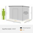 Casuta/magazie/sopron de gradina pentru depozitare unelte, cu structura baza inclusa, otel si PP, verde, 261x131x182 cm