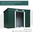 Casuta/magazie/sopron de gradina pentru depozitare unelte, cu structura baza inclusa, otel si PP, verde, 261x131x182 cm