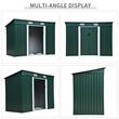 Casuta/magazie/sopron de gradina pentru depozitare unelte, cu structura baza inclusa, otel si PP, verde, 261x131x182 cm