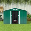 Casuta/magazie/sopron de gradina pentru depozitare unelte, cu structura baza inclusa, otel si PP, verde, 277x195x192 cm