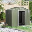 Casuta/magazie/sopron de gradina pentru depozitare unelte, cu structura baza inclusa, otel si PP, verde kaki, 277x195x192 cm