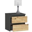 Comoda, placa laminata, 2 sertare, gri si stejar artizanal, 40x35x40 cm