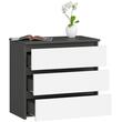 Comoda, placa laminata, 3 sertare, gri si alb, 60x35x57 cm