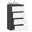 Comoda, placa laminata, 4 sertare, gri si alb, 40x35x74 cm