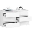 Comoda, placa laminata, 6 sertare, alb, 100x35x57 cm