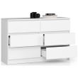 Comoda, placa laminata, 6 sertare, alb, 120x40x77 cm