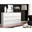 Comoda, placa laminata, 6 sertare, alb, 120x40x77 cm