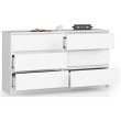 Comoda, placa laminata, 6 sertare, alb, 138x40x77 cm 