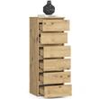 Comoda, placa laminata, 6 sertare, stejar artizanal, 40x35x109 cm
