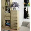 Comoda, placa laminata, 6 sertare, stejar artizanal, 40x35x109 cm