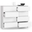 Comoda, placa laminata, 8 sertare, alb, 120x40x99 cm 