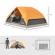 Cort camping, 2-3 persoane, impermeabil, cu geanta, gri si portocaliu, 205x275x135 cm