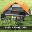 Cort camping, 2-3 persoane, impermeabil, cu geanta, gri si portocaliu, 205x275x135 cm