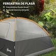 Cort camping, 2-3 persoane, impermeabil, cu geanta, gri si portocaliu, 205x275x135 cm