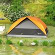 Cort camping, 2-3 persoane, impermeabil, cu geanta, gri si portocaliu, 205x275x135 cm