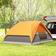 Cort camping, 2-3 persoane, impermeabil, cu geanta, gri si portocaliu, 205x275x135 cm