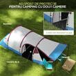 Cort camping, 2-3 persoane, impermeabil, tip tunel, cu vestibul, husa, albastru si alb, 420x200x150 cm