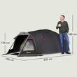 Cort camping, 2-4 persoane, impermeabil, cu vestibul, geanta, negru, 330x190x120 cm