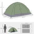 Cort camping, 2 persoane, cu geanta, verde, 206x185x120 cm