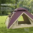 Cort camping, 2 persoane, impermeabil, cu ferestre, geanta, kaki si visiniu, 206x185x120 cm