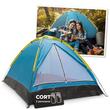 Cort camping, 2 persoane, impermeabil, tip igloo, cu husa, turcoaz, 150x205x100 cm, Strend Pro
