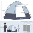 Cort camping, 3-4 persoane, impermeabil, cu copertina, husa, deschidere automata, gri, 260x150 cm