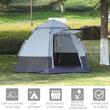 Cort camping, 3-4 persoane, impermeabil, cu copertina, husa, deschidere automata, gri, 260x150 cm