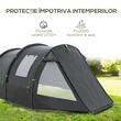 Cort camping, 3-4 persoane, impermeabil, cu vestibul, negru, 475x264x172 cm