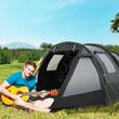 Cort camping, 3-4 persoane, impermeabil, cu vestibul, negru, 475x264x172 cm