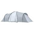 Cort camping, 4-5 persoane, material Oxford, impermeabil, cu copertina, geanta, gri, 590x245x193 cm