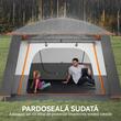 Cort camping, 4-6 persoane, impermeabil, cu vestibul, geanta, gri si portocaliu, 430x305x195 cm
