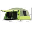 Cort camping, 4-8 persoane, impermeabil, cu copertina, verde, 410x310x225 cm