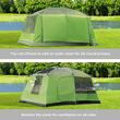 Cort camping, 4-8 persoane, impermeabil, cu copertina, verde, 410x310x225 cm