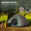 Cort camping, 4 persoane, impermeabil, cu geanta, deschidere automata, verde si maro, 210x210x135 cm