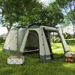 Cort camping, 4 persoane, impermeabil, cu vestibul, verde, 460x300x200 cm