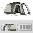 Cort camping, 4 persoane, impermeabil, cu vestibul, verde, 460x300x200 cm