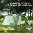 Cort camping, 4 persoane, impermeabil, cu vestibul, verde, 460x300x200 cm