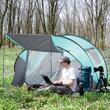 Cort camping, 4 persoane, impermeabil, tip igloo, cu 2 ferestre, 2 intrari, husa, albastru deschis si gri, 286x209x122 cm