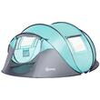 Cort camping, 4 persoane, impermeabil, tip igloo, cu 2 ferestre, 2 intrari, husa, albastru deschis si gri, 286x209x122 cm